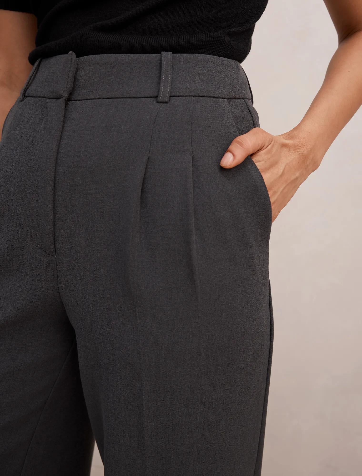 Eva Wide Leg Pant Charcoal Grey