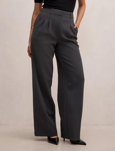Eva Wide Leg Pant Charcoal Grey