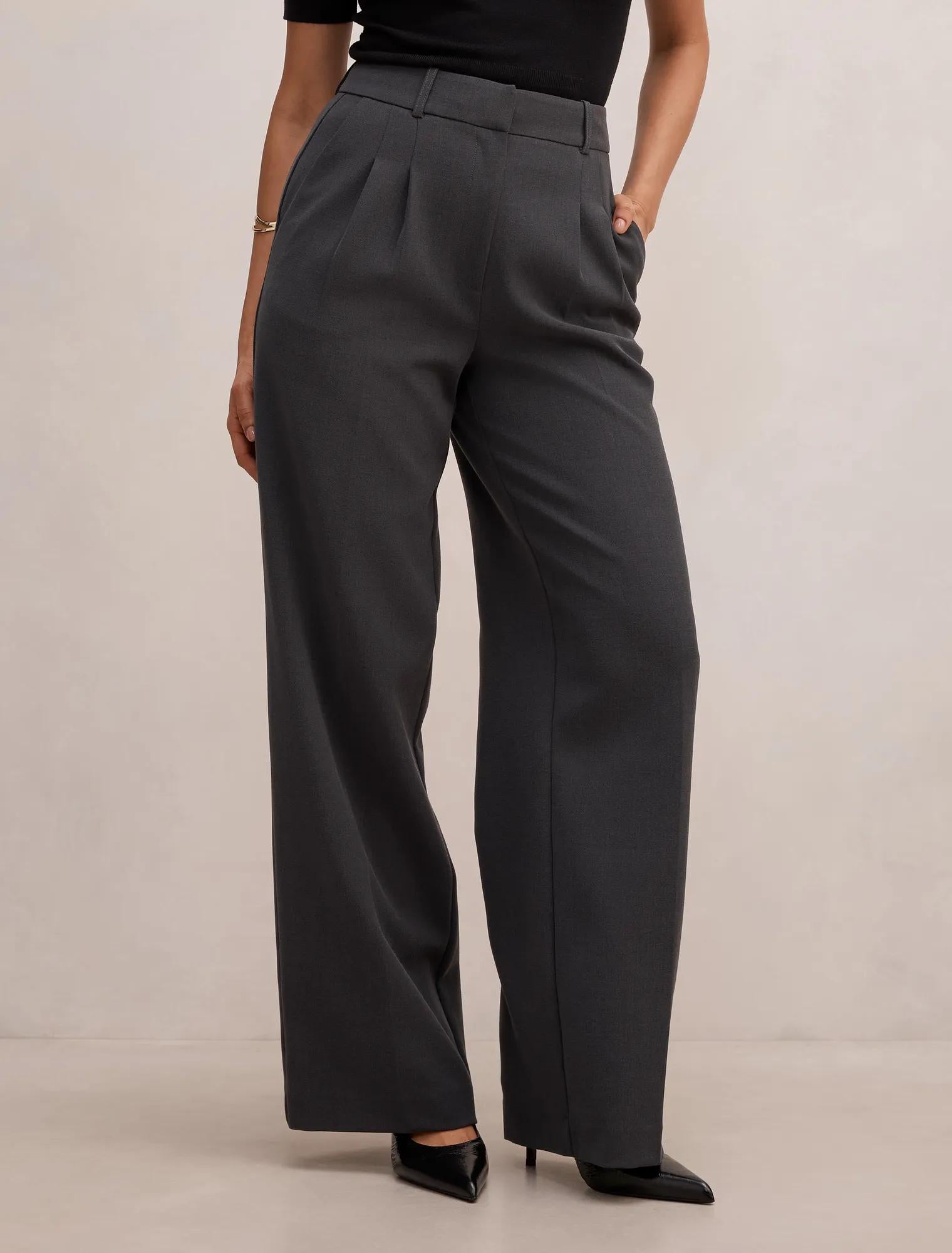 Eva Wide Leg Pant Charcoal Grey