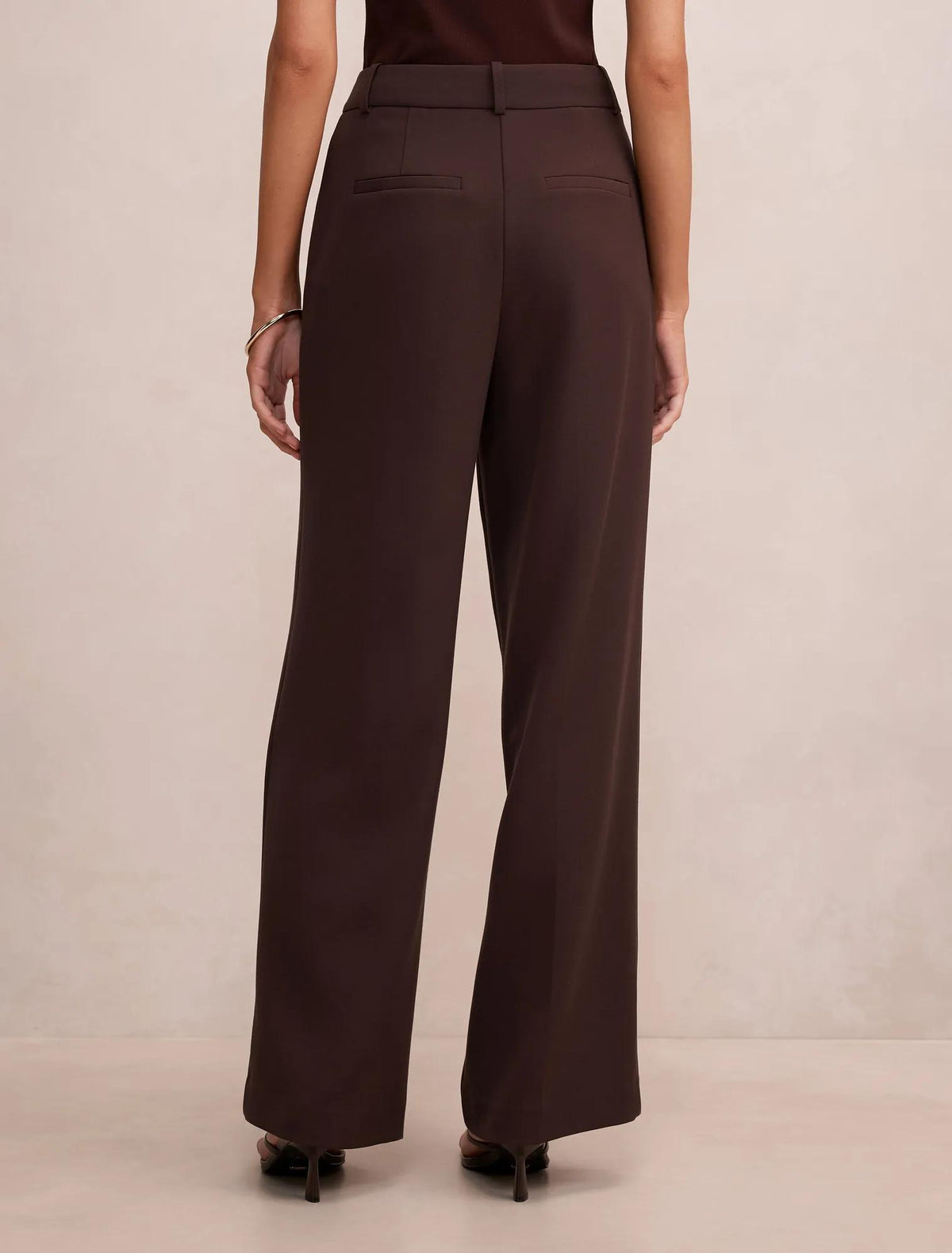 Eva Pleat Wide Leg Pants Chocolate