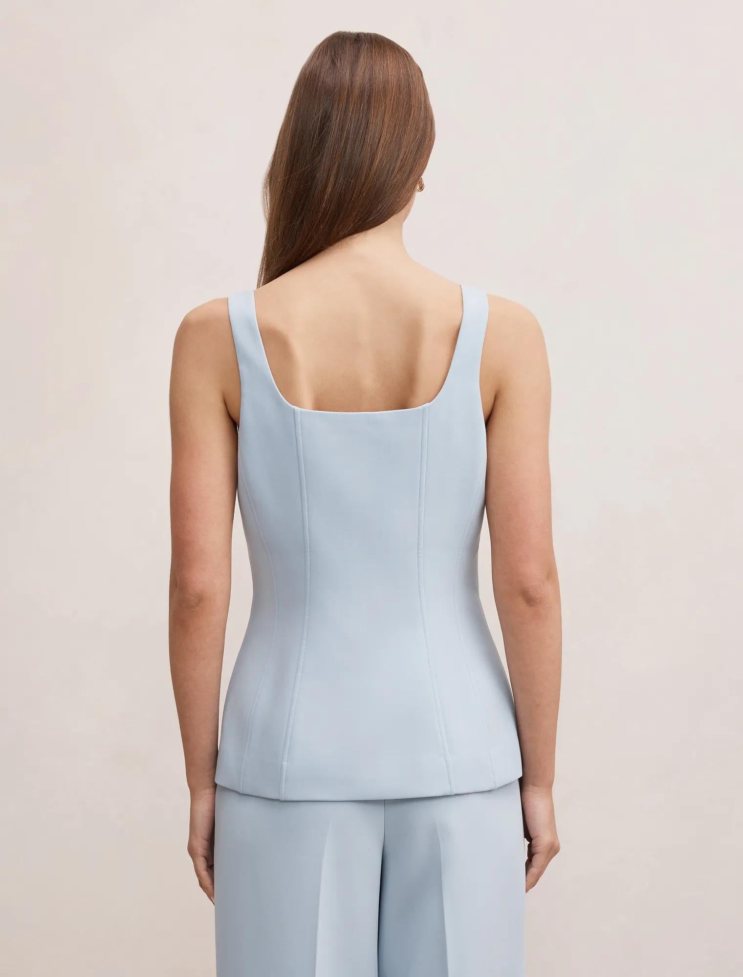 Lee Square Neck Waistcoat Sky Blue Suit