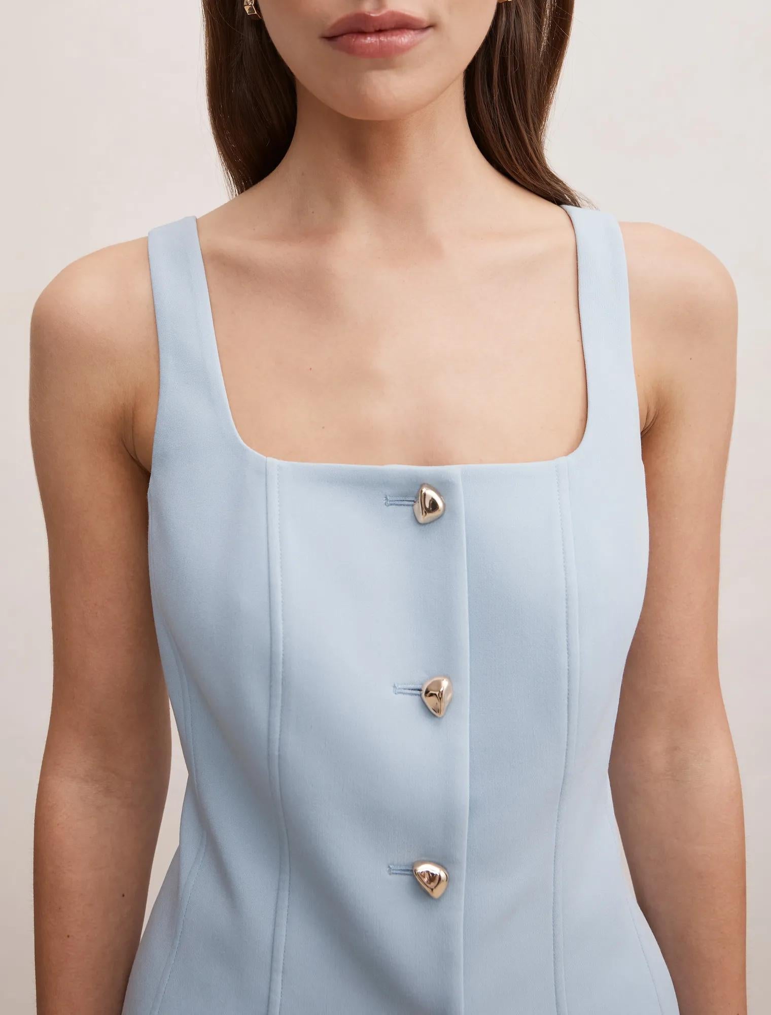 Lee Square Neck Waistcoat Sky Blue Suit