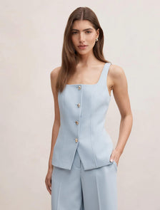 Lee Square Neck Waistcoat Sky Blue Suit