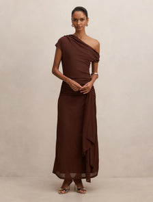 Piper Petite Tie Mesh Midi Deep Mahogany