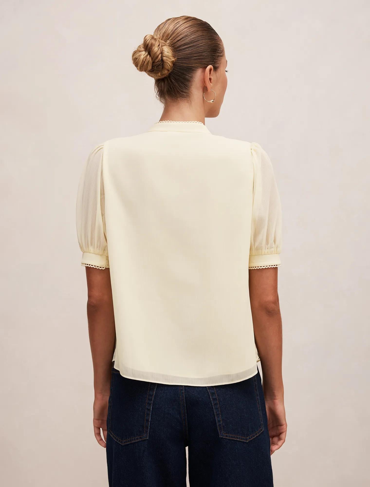 Leighton Short Sleeve Blouse Double Cream