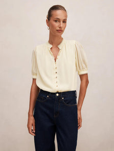 Leighton Short Sleeve Blouse Double Cream