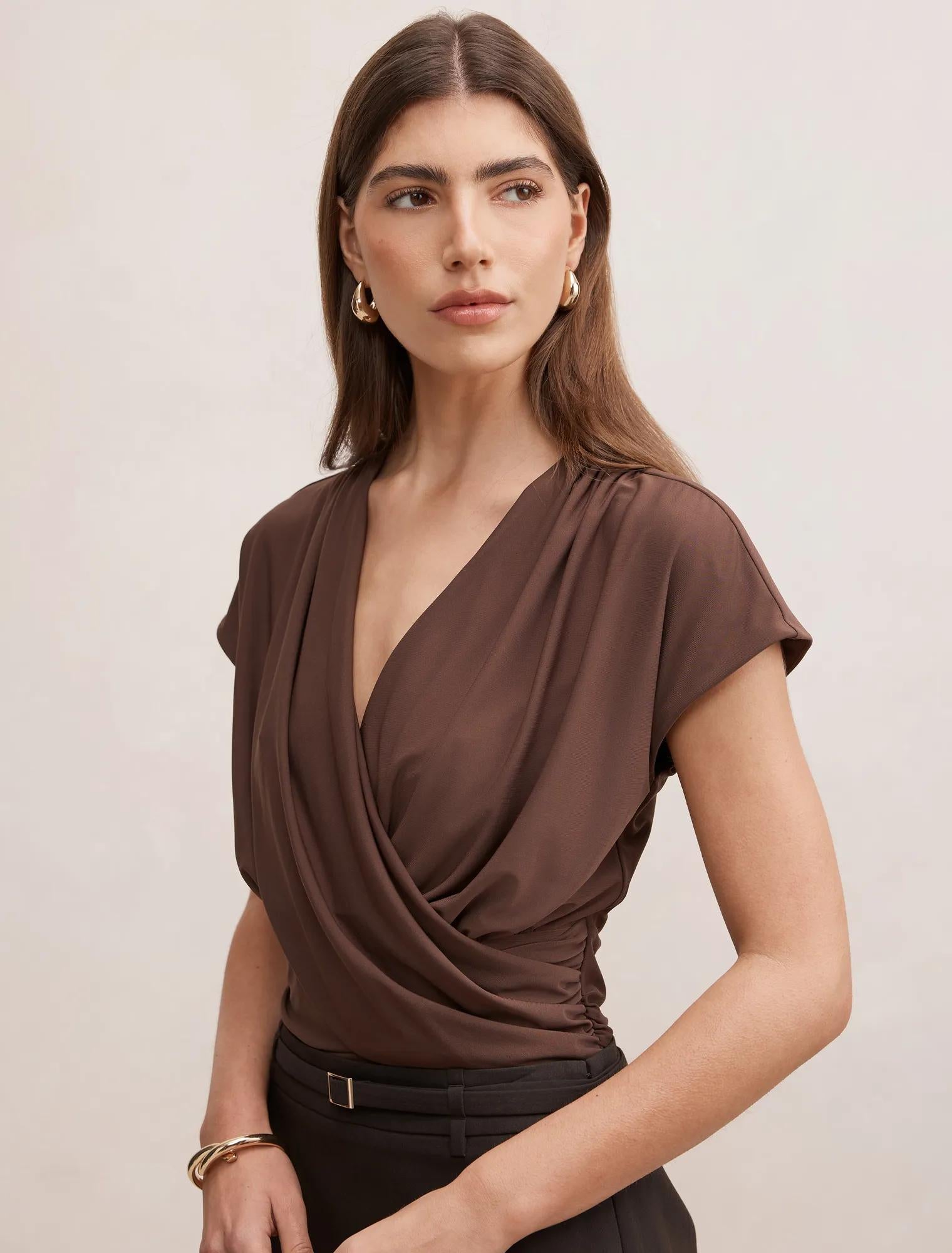 Oakley V-Neck Drape Top Chocolate Martini