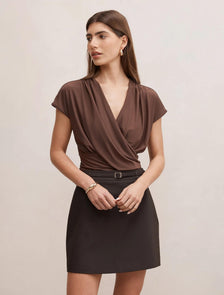 Oakley V-Neck Drape Top Chocolate Martini
