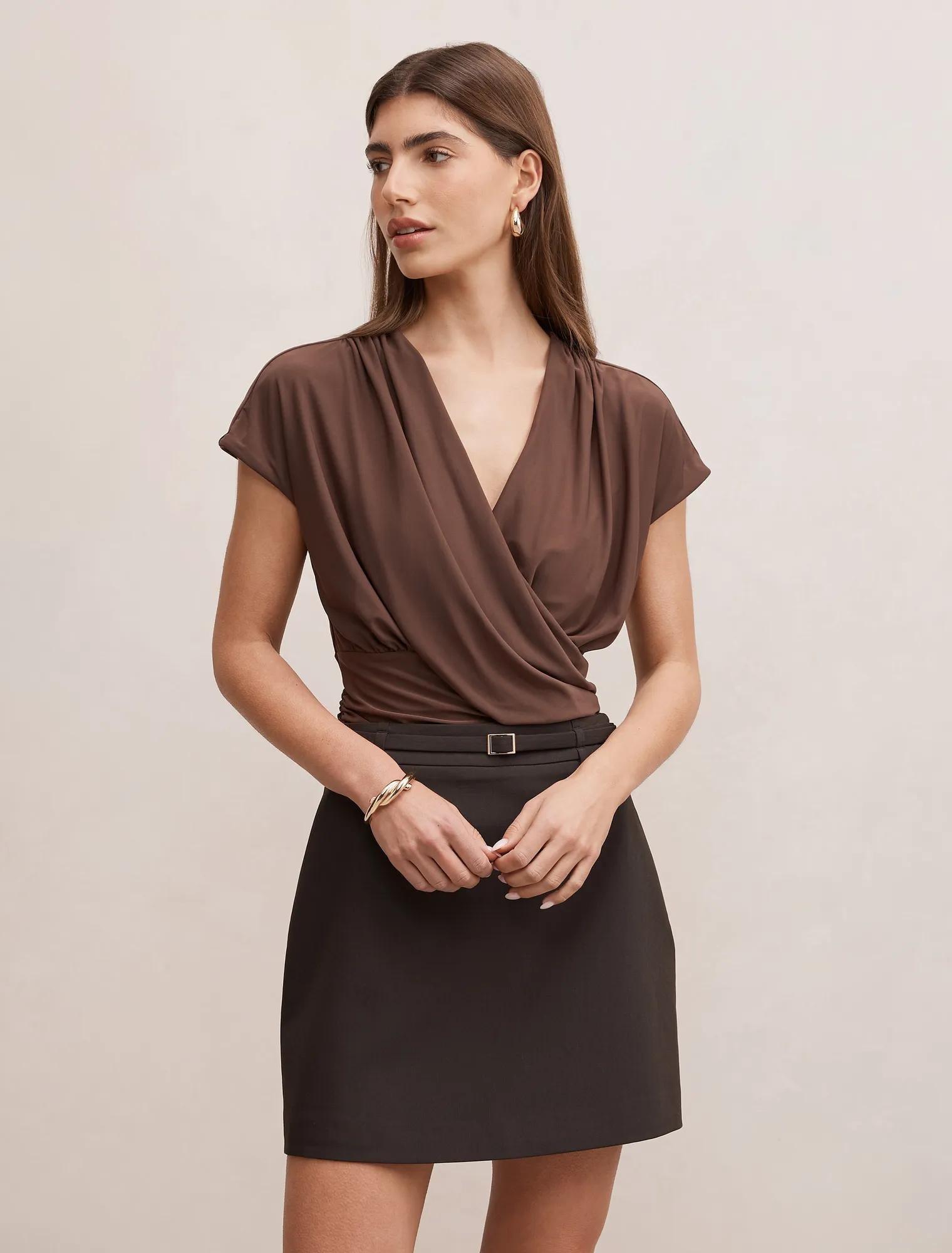 Oakley V-Neck Drape Top Chocolate Martini
