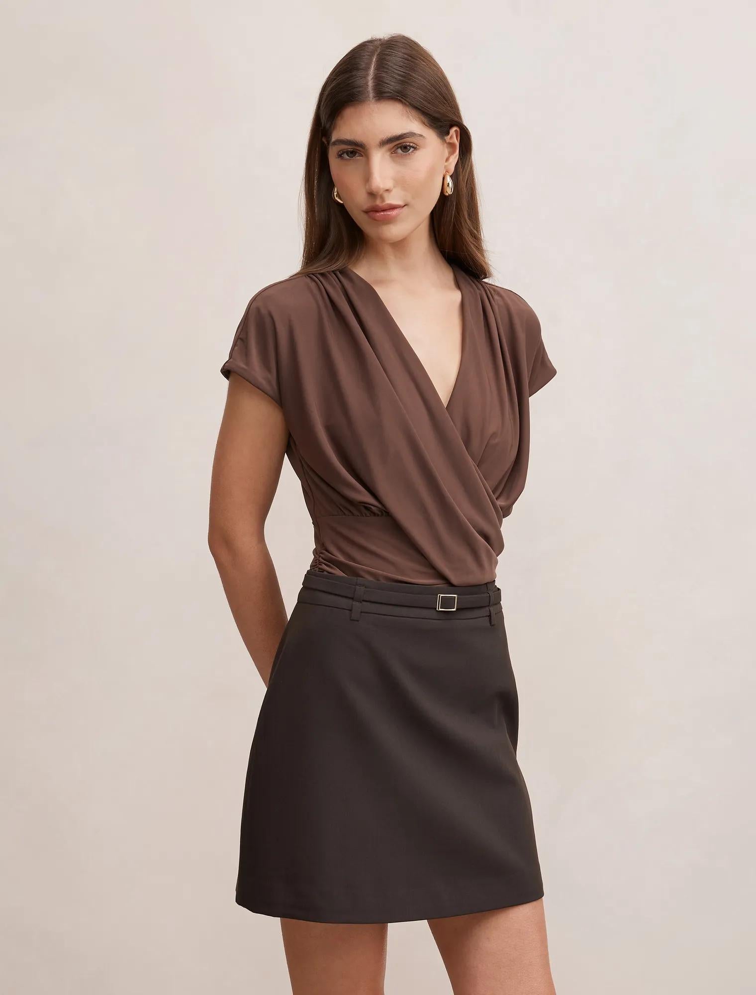 Oakley V-Neck Drape Top Chocolate Martini