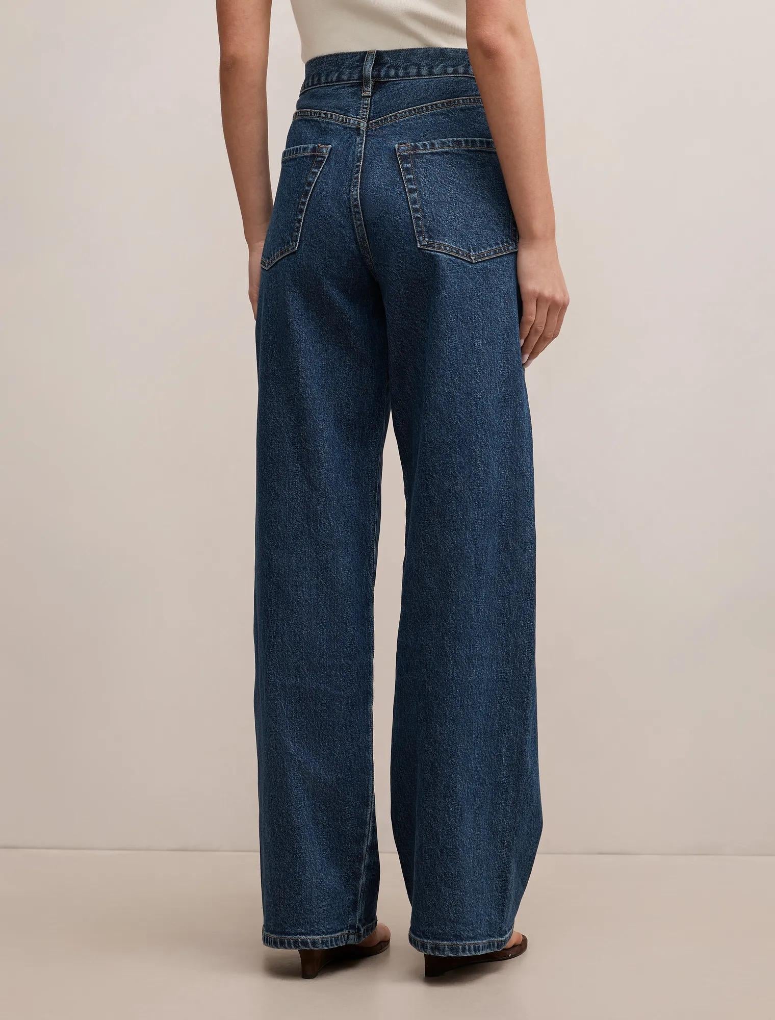 Kate Twisted Seam Wide Leg Jean Mid Wash