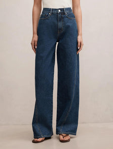 Kate Twisted Seam Wide Leg Jean Mid Wash