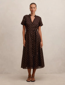 Therese Short Sleeve Midi Dress Choc Kinsey Spot