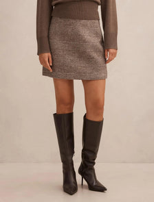Molly Check Mini Skirt Mid Brown Check Set