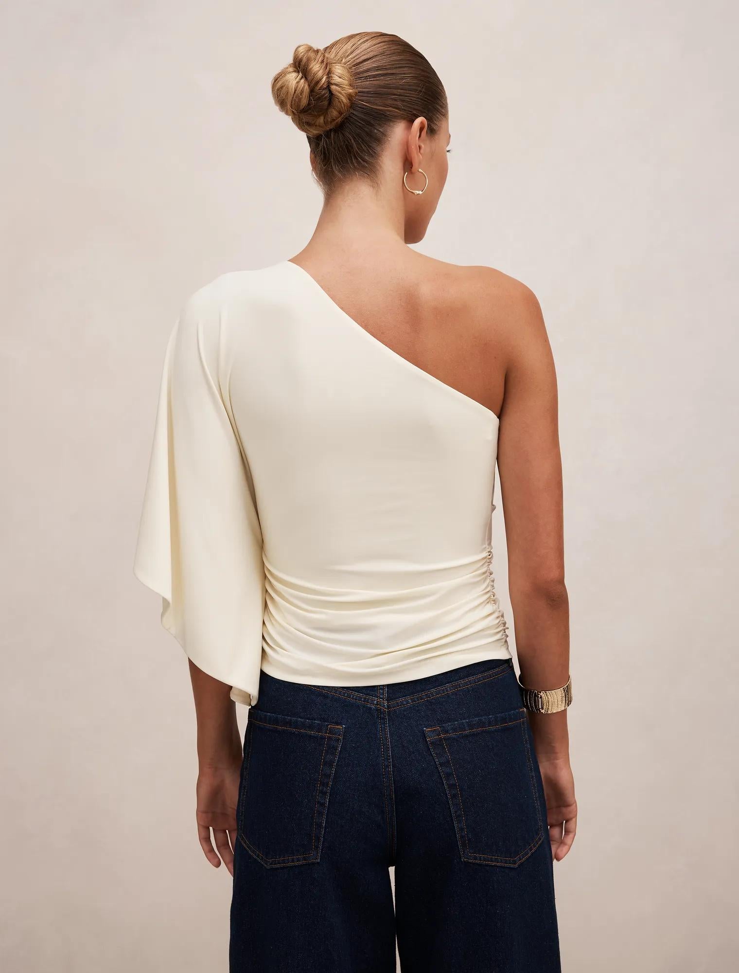 Olive One Shoulder Cape Top Buttercup