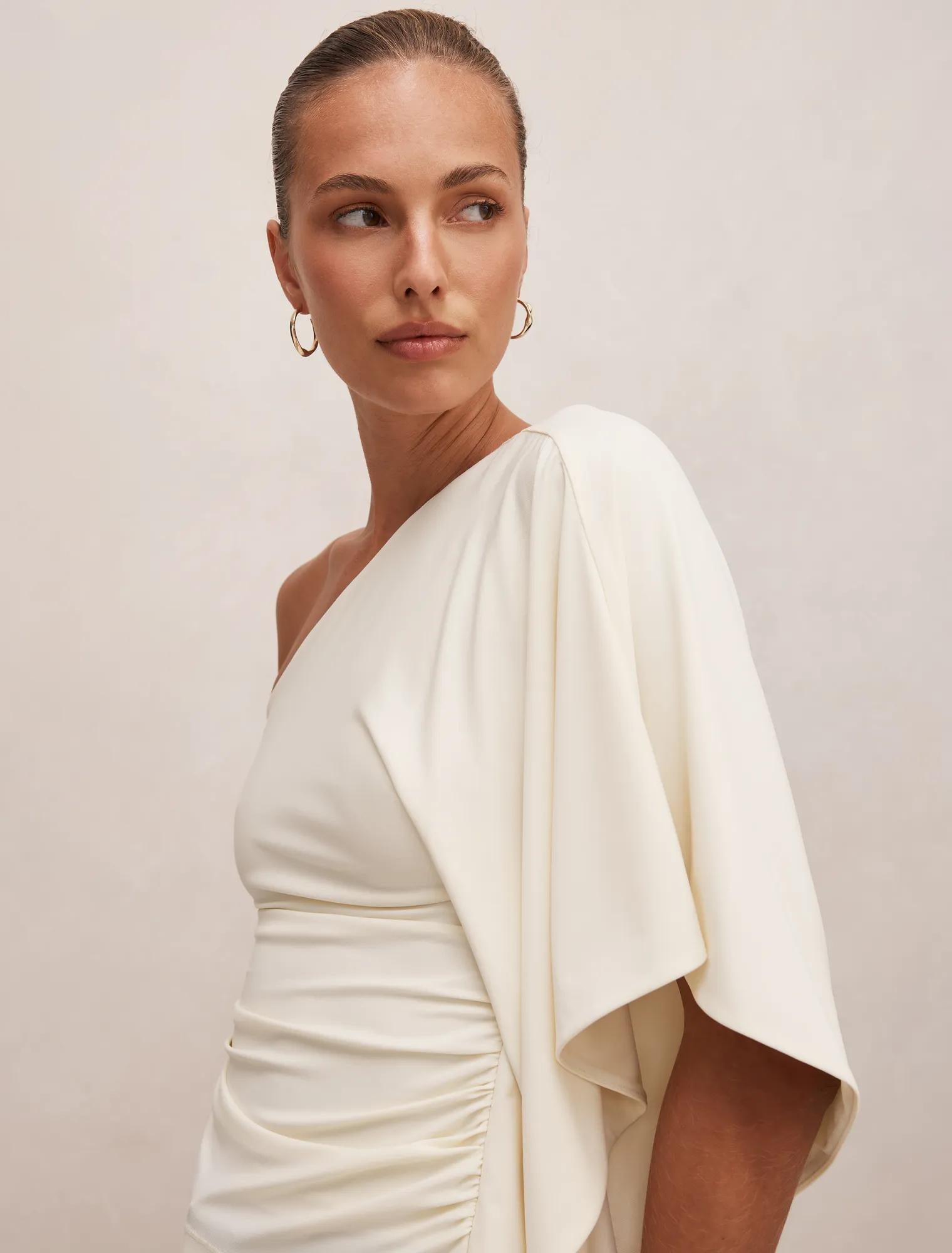 Olive One Shoulder Cape Top Buttercup