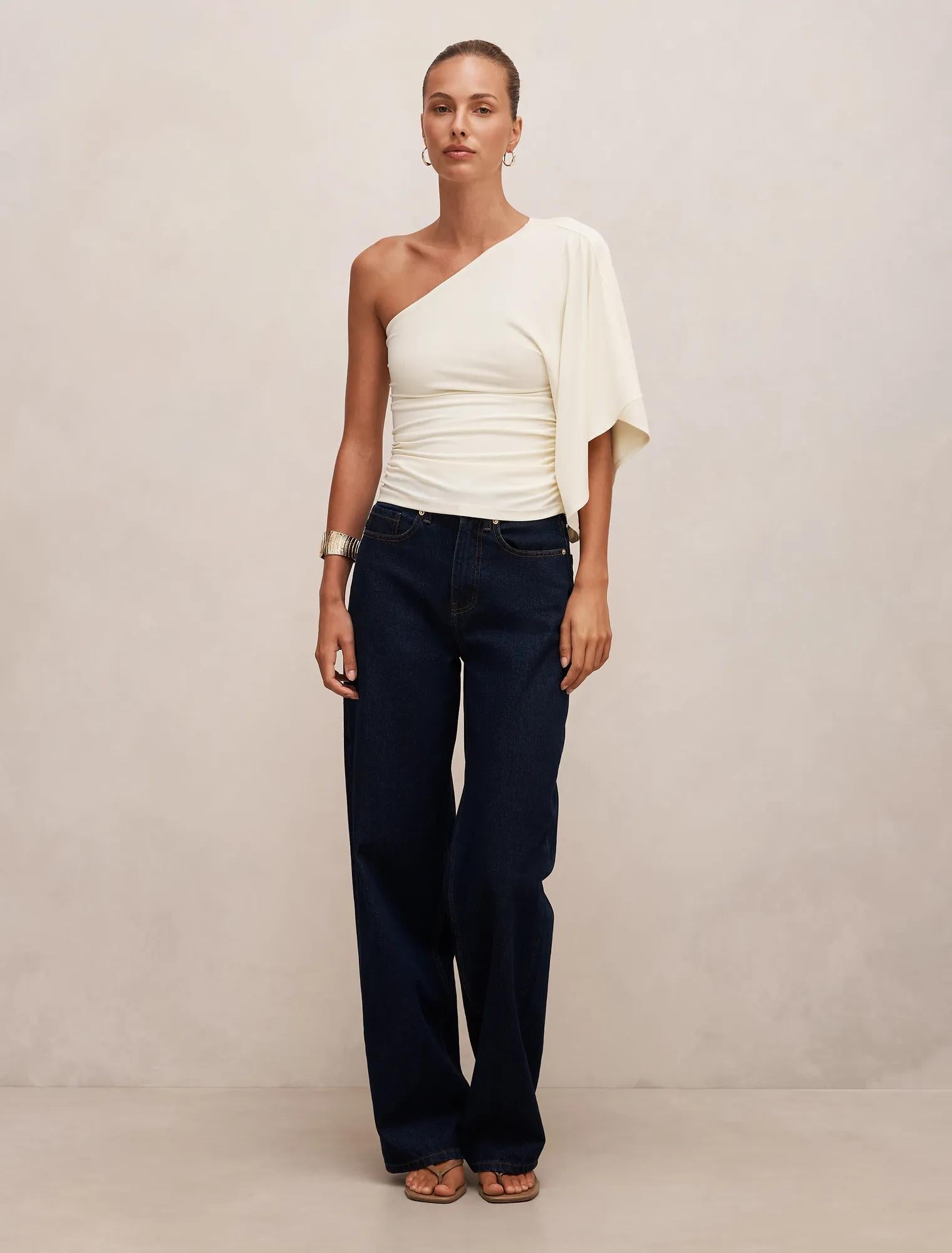Olive One Shoulder Cape Top Buttercup