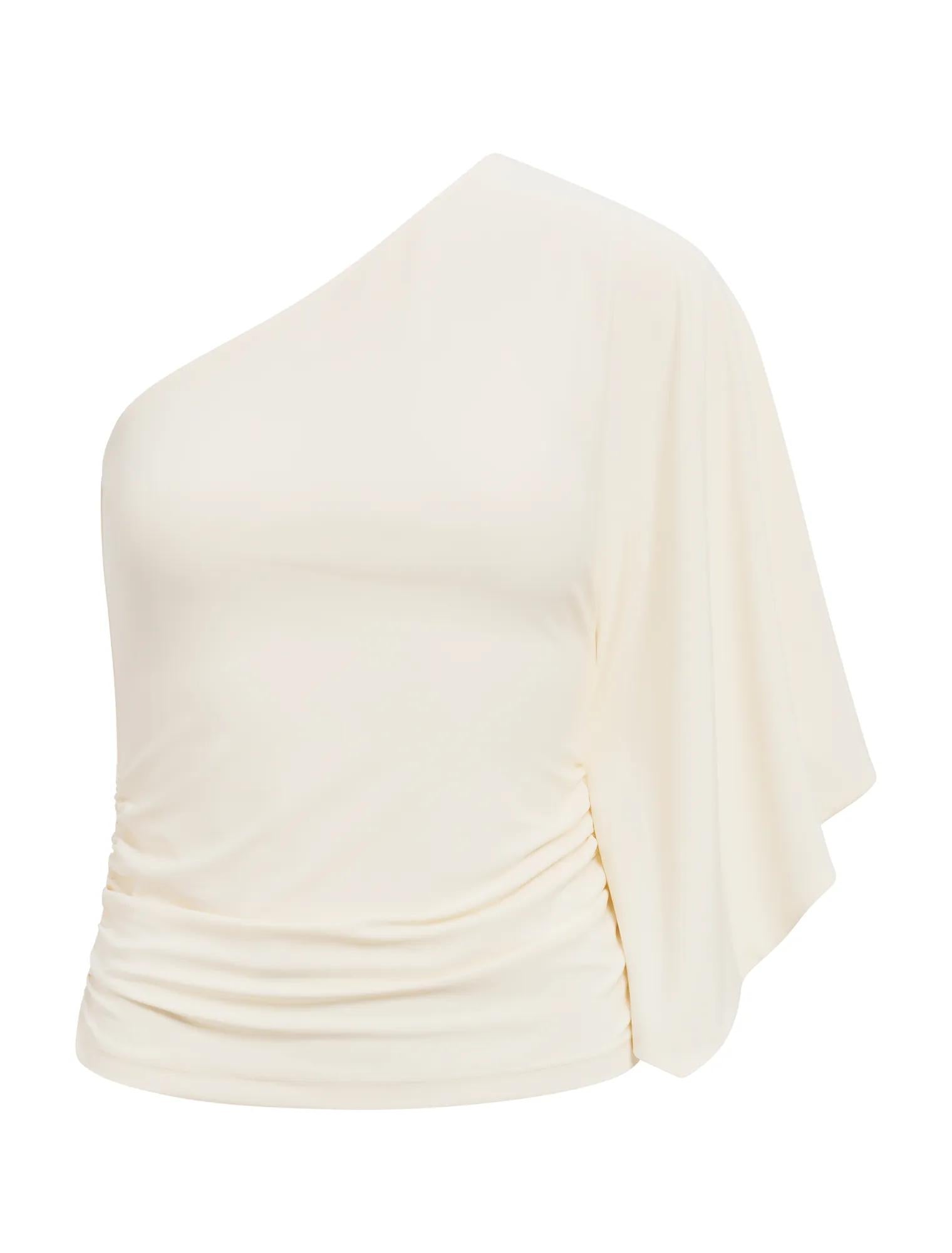 Olive One Shoulder Cape Top Buttercup_mannequin