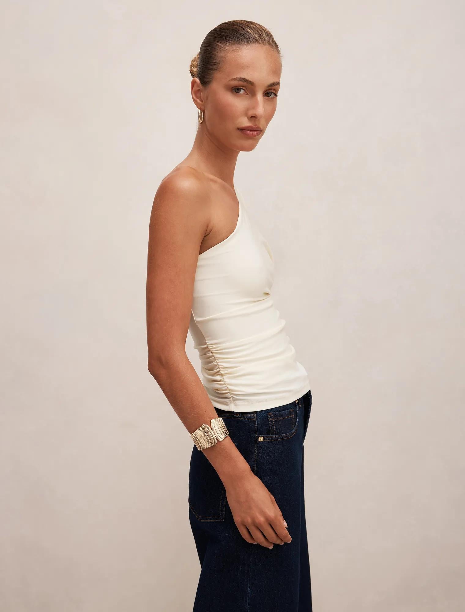Olive One Shoulder Cape Top Buttercup