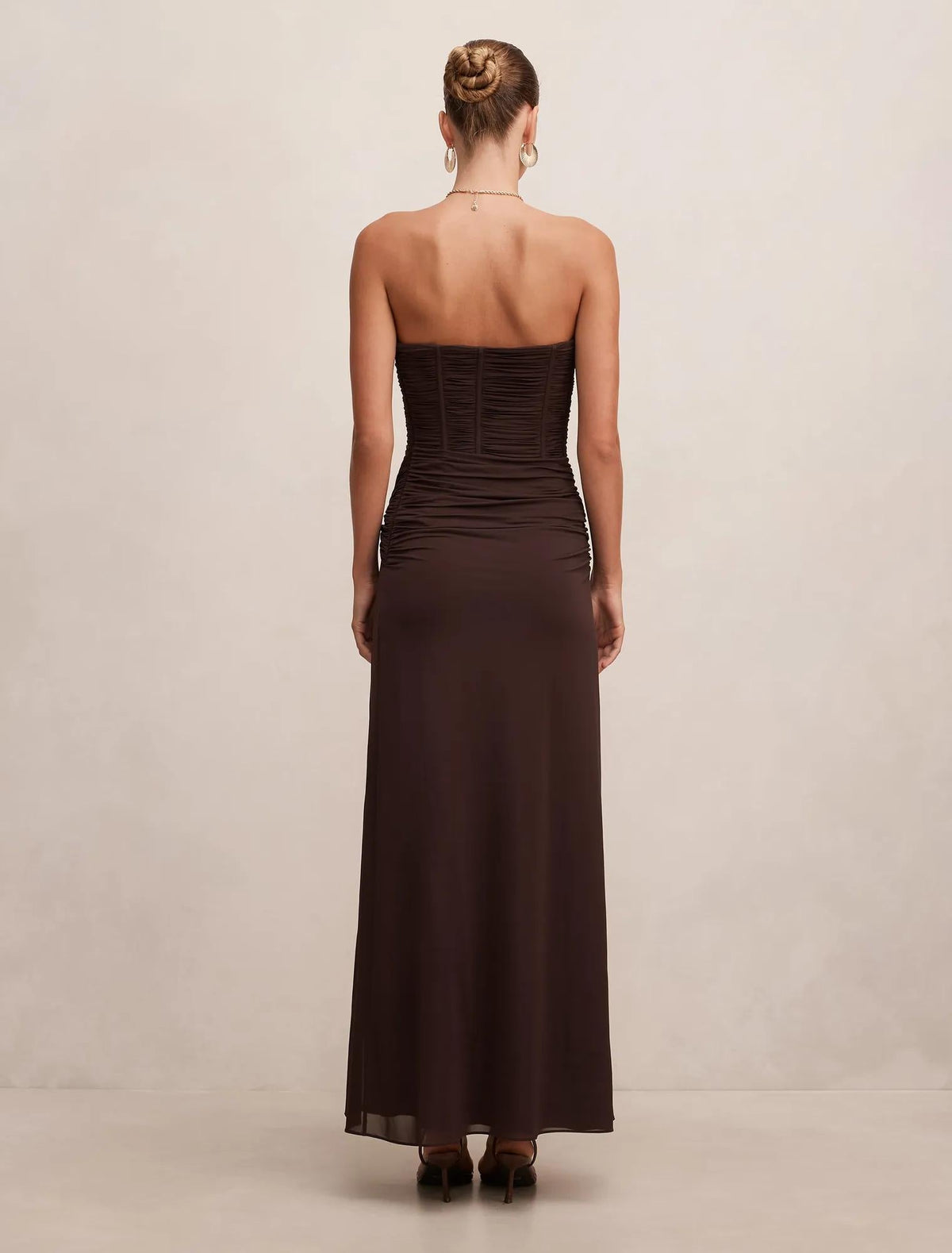 Lorelei Strapless Ruched Maxi Freckle