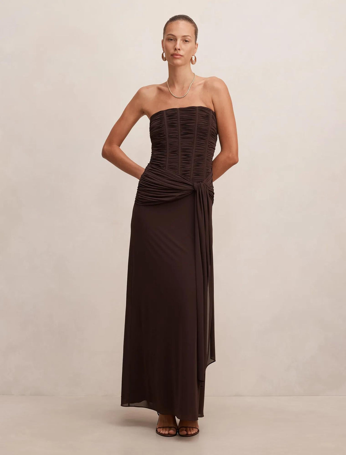 Lorelei Strapless Ruched Maxi Freckle