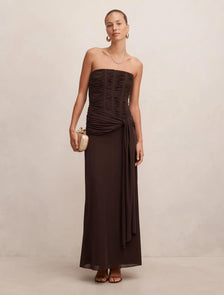 Lorelei Strapless Ruched Maxi Freckle