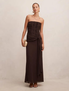 Lorelei Strapless Ruched Maxi Freckle