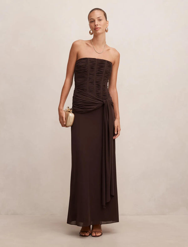 Lorelei Strapless Ruched Maxi Freckle