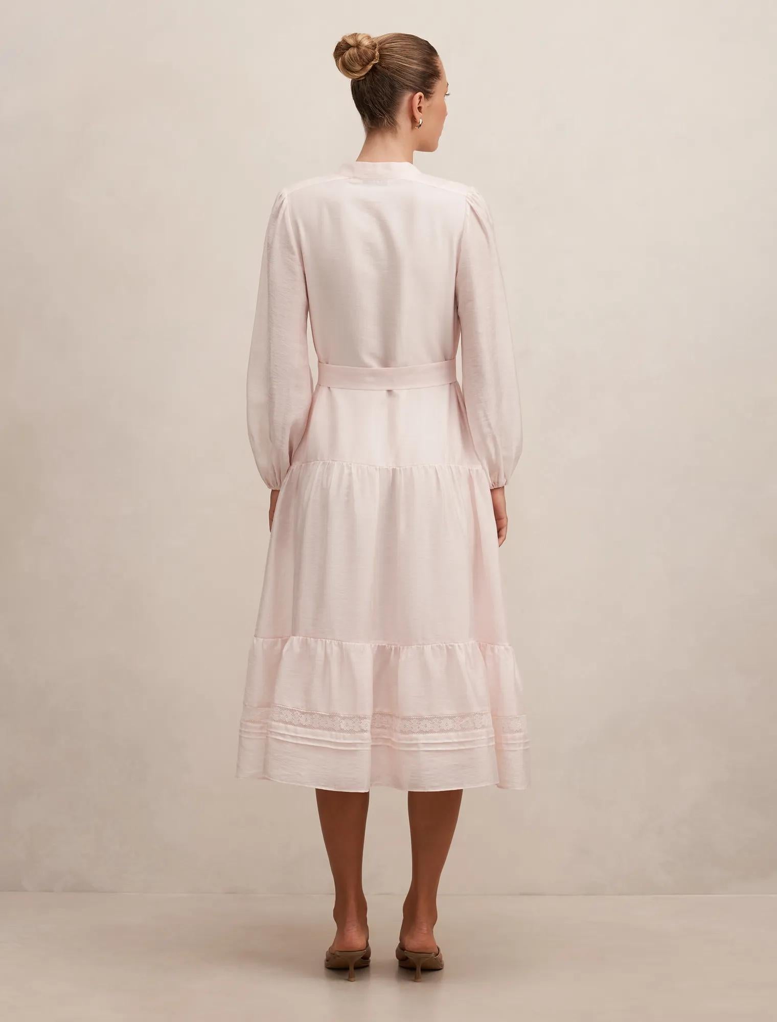 Rachel Lace Trim Midi Dress Rosewater