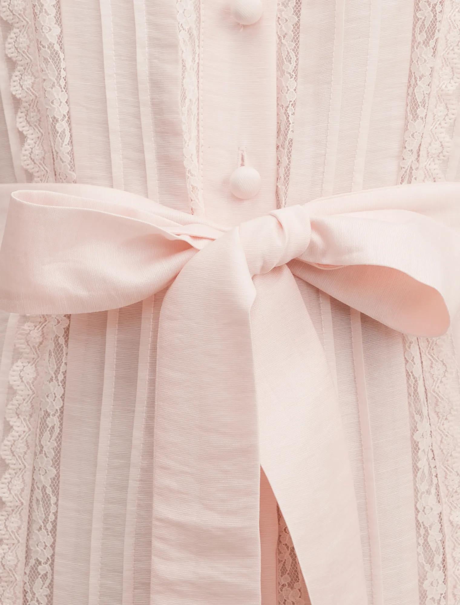 Rachel Lace Trim Midi Dress Rosewater