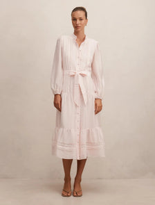 Rachel Lace Trim Midi Dress Rosewater
