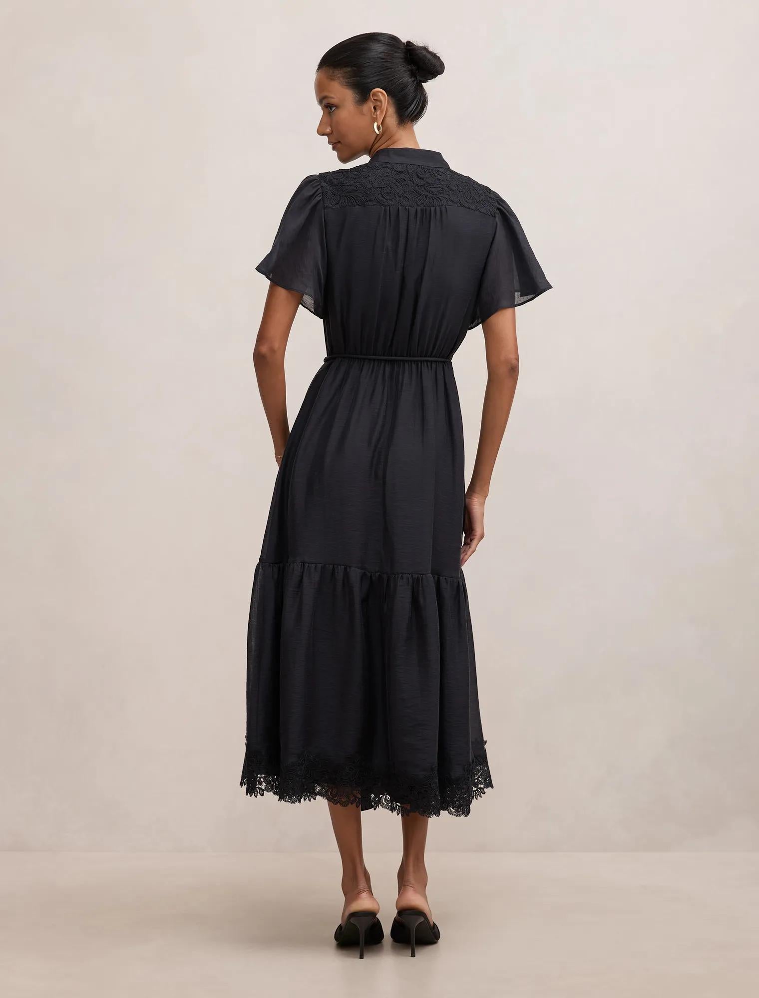 Harriet Petite Lace Midi Dress Navy