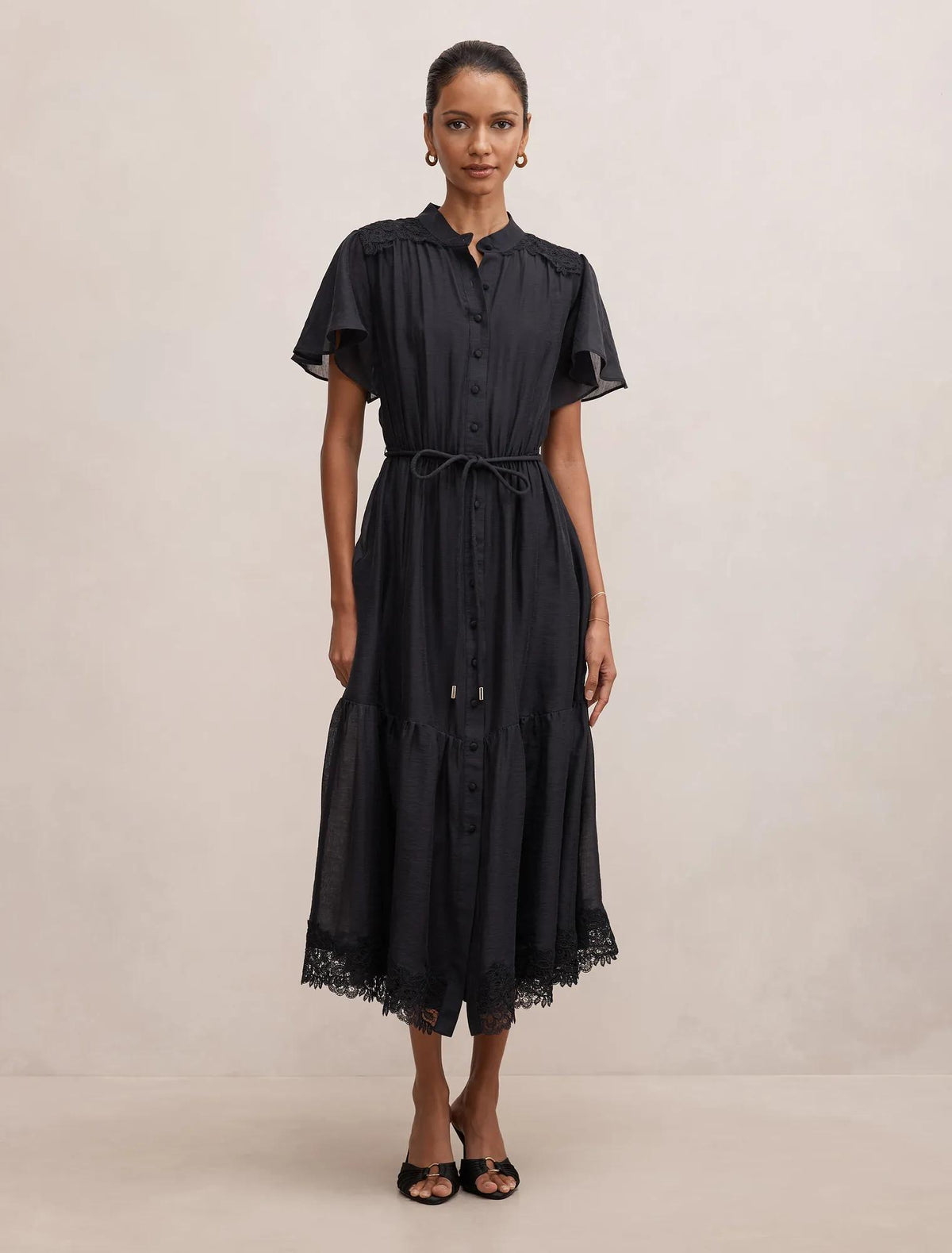 Harriet Petite Lace Midi Dress Navy