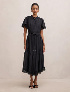Harriet Petite Lace Midi Dress Navy