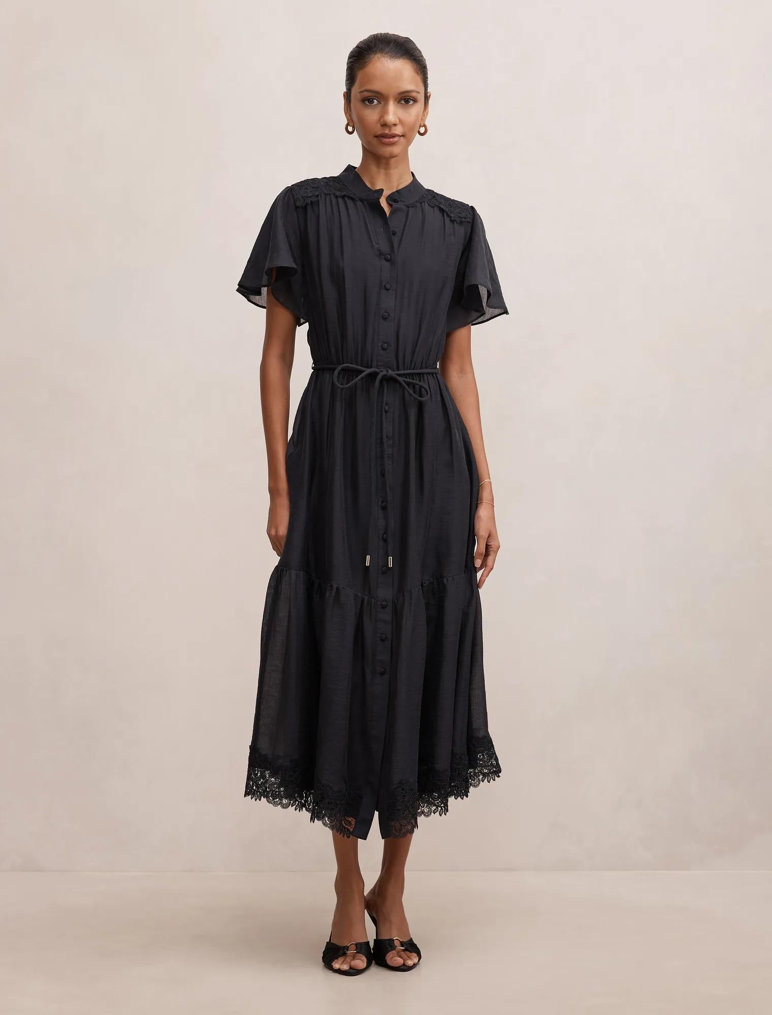 Harriet Petite Lace Midi Dress Navy