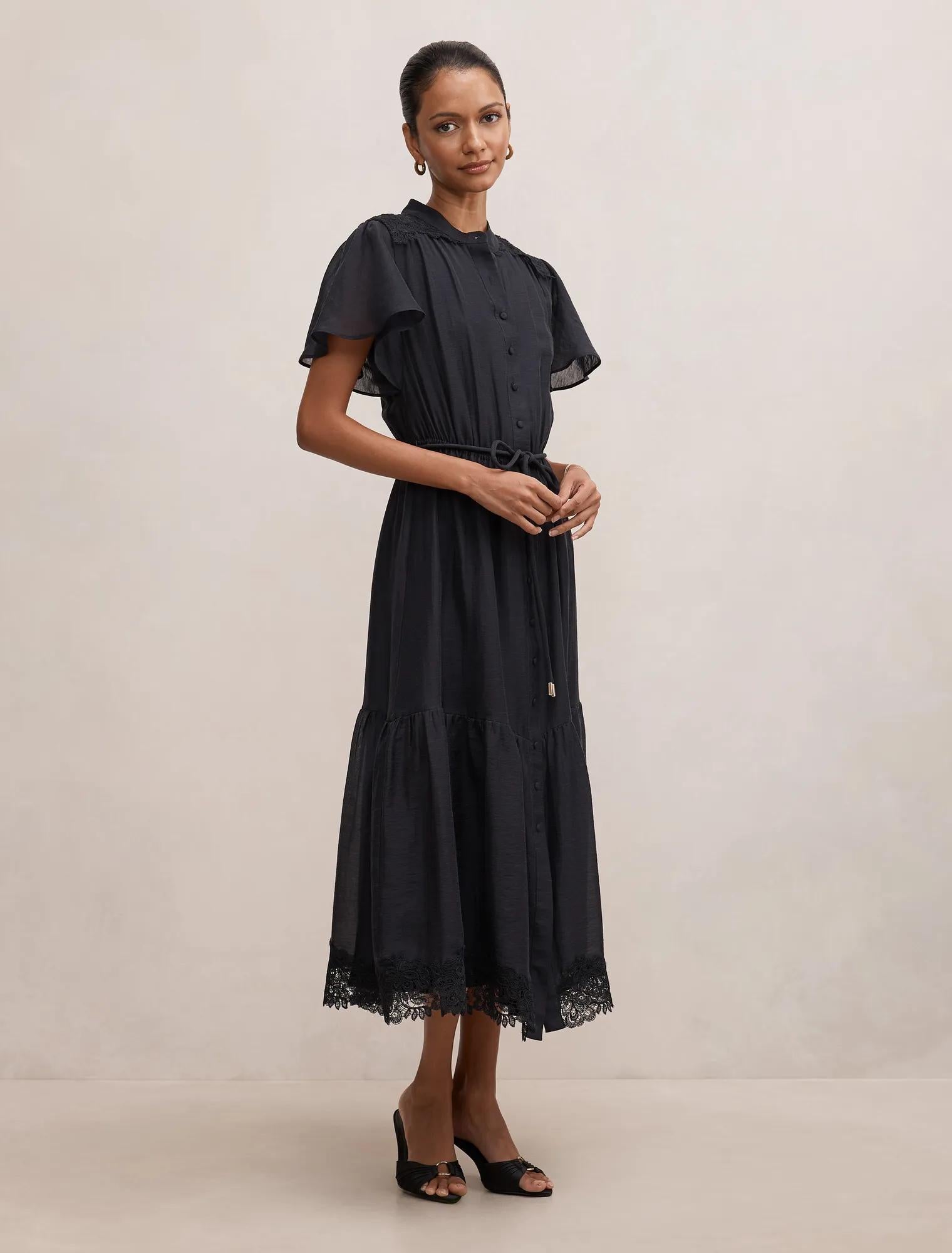 Harriet Petite Lace Midi Dress Navy