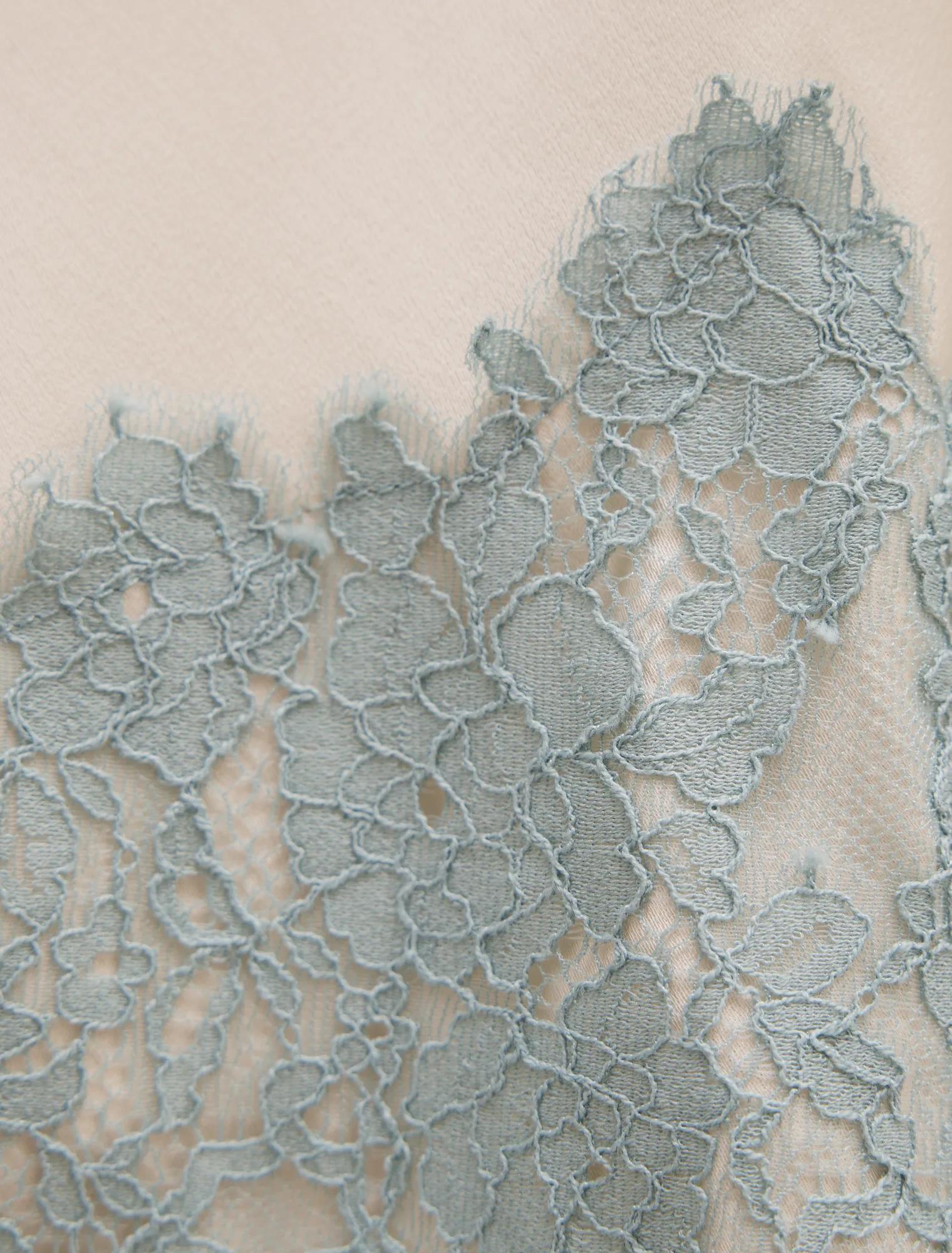 Adele Lace Trim Midi Skirt Champagne/Blue Co-ord