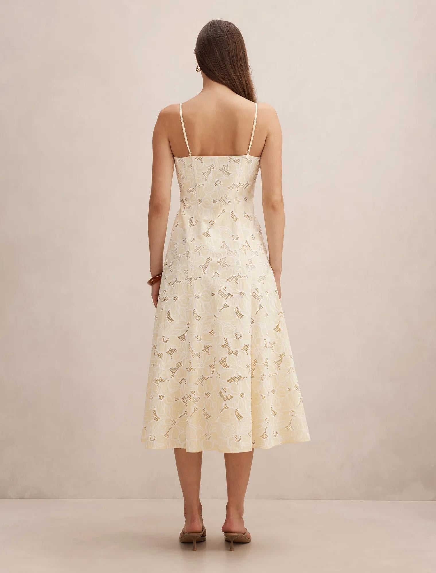 Millie Embroidered Midi Spring Daffodil