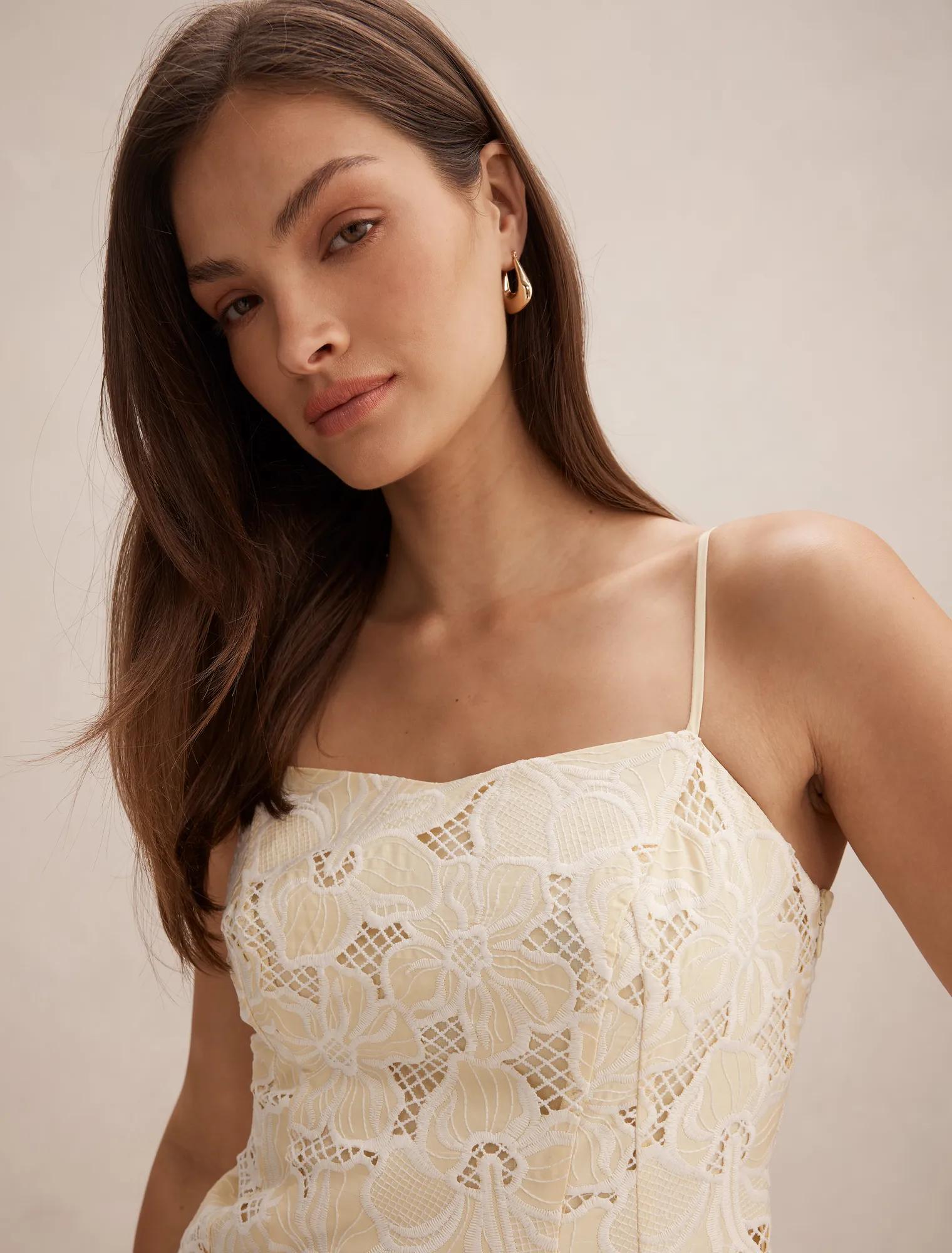 Millie Embroidered Midi Spring Daffodil