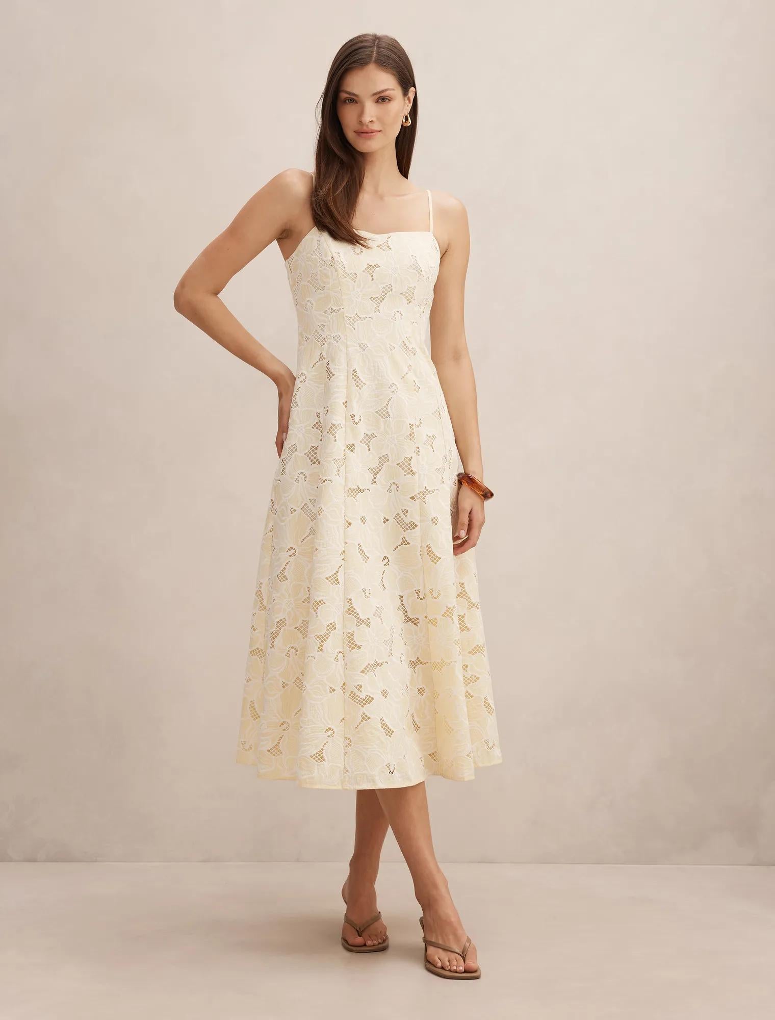 Millie Embroidered Midi Spring Daffodil