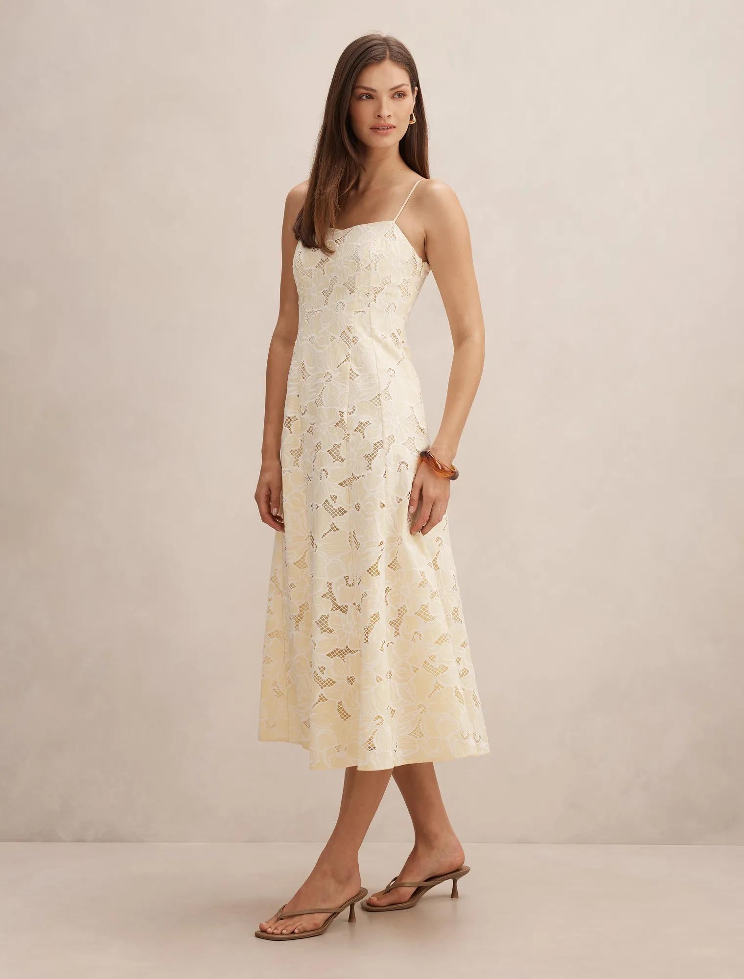 Millie Embroidered Midi Spring Daffodil
