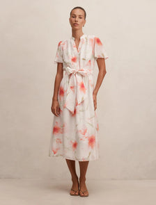 Dahlia Button Tie Midi Dress Arbella Floral
