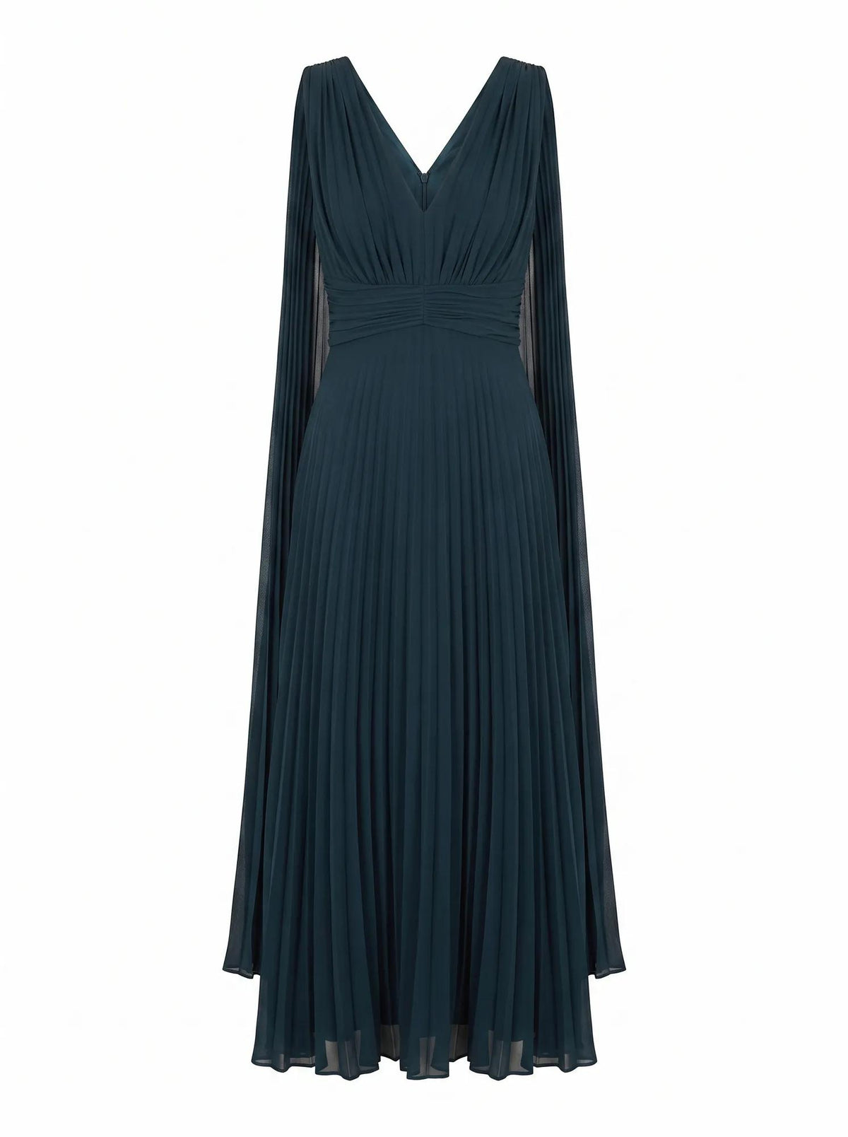 Leia Pleated Cape Maxi Dress Crystal Teal_mannequin