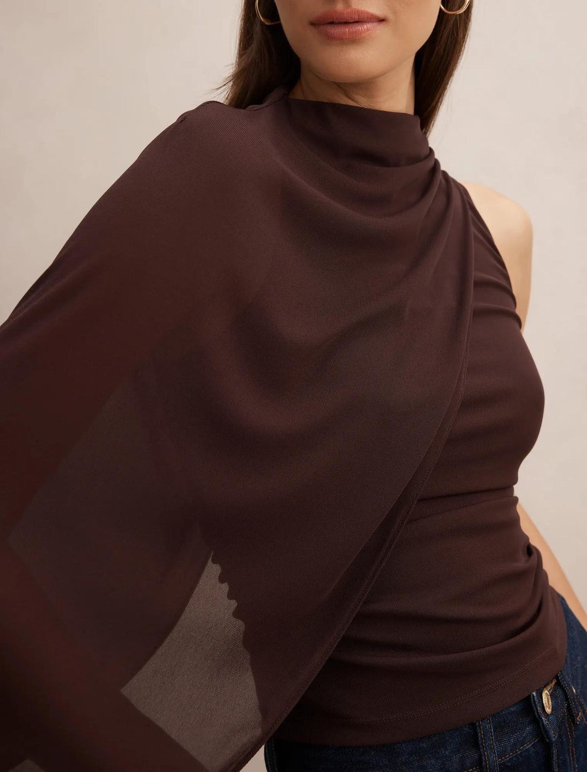 Rosalind Asymmetric Cape Top Chocolate
