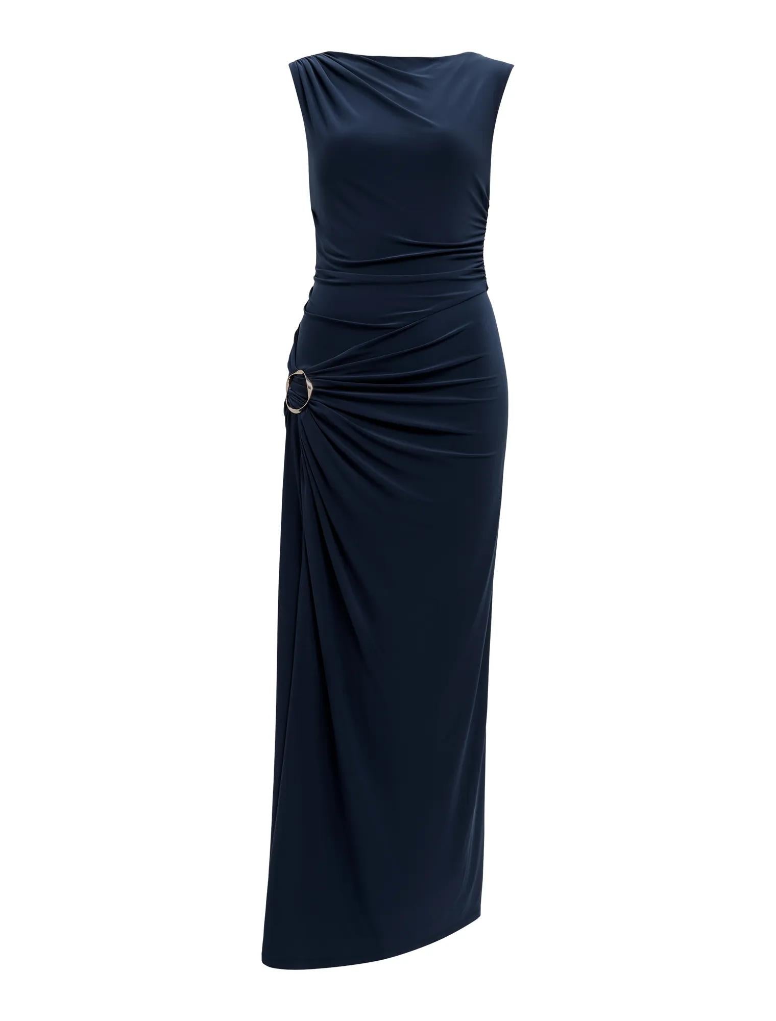 Kinsley Sleeveless Jersey Dress Evening Navy_mannequin