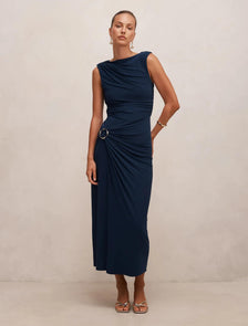 Kinsley Sleeveless Jersey Dress Evening Navy