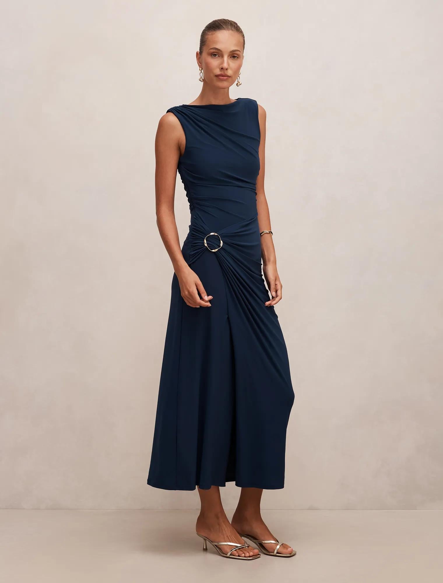 Kinsley Sleeveless Jersey Dress Evening Navy