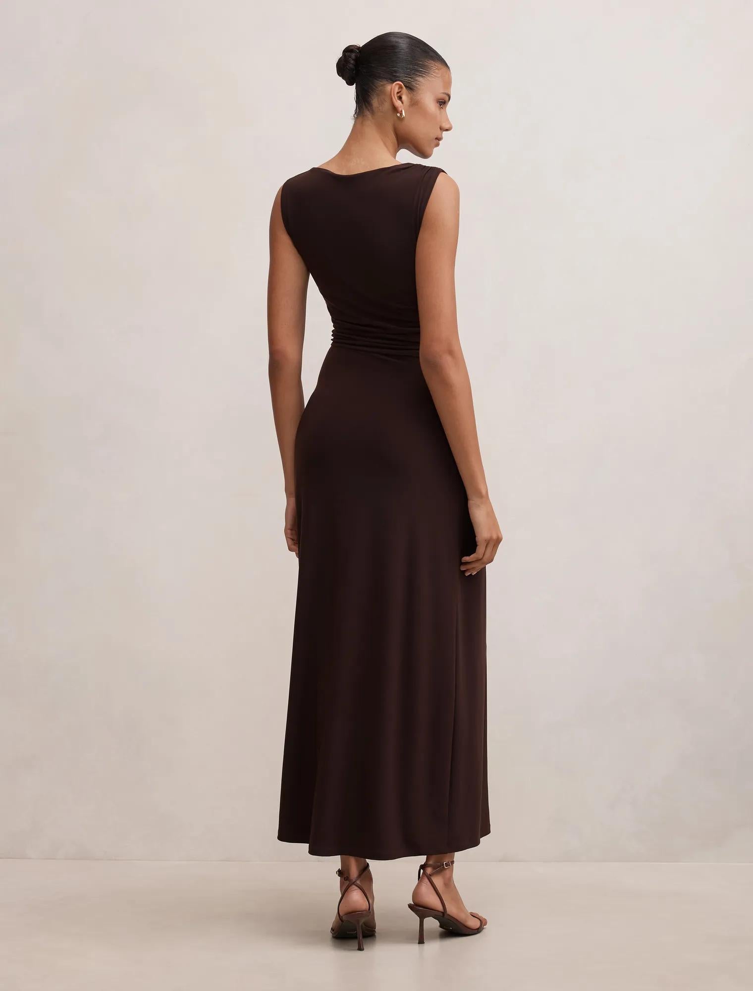 Kinsley Sleeveless Jersey Midi Dark Chocolate