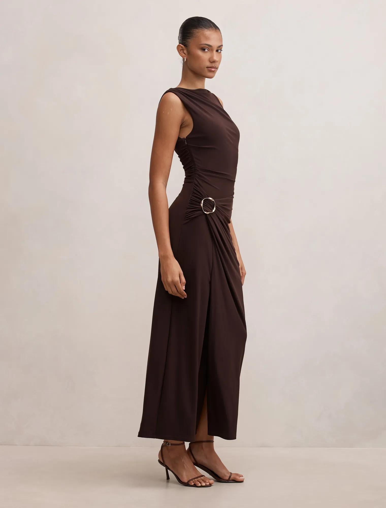 Kinsley Sleeveless Jersey Midi Dark Chocolate