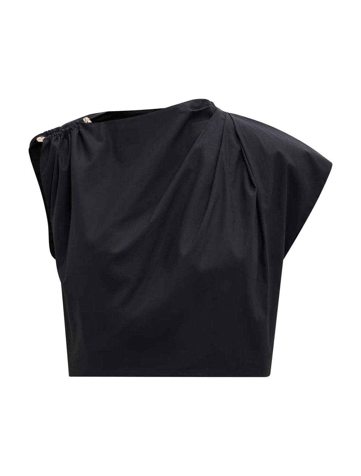 Dottie Petite Draped Hardware Top Black Co-Ord_mannequin